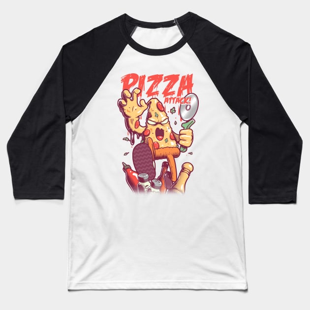 Pizza Attack Baseball T-Shirt by wehkid